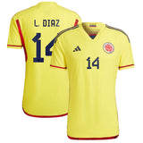 Luis Diaz Colombia 14 FIFA World Cup Jersey - Kit Captain