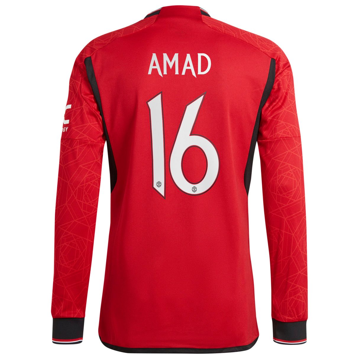 Manchester United Cup Home Authentic Shirt 2023-24 - Long sleeve with Amad 16 printing - Kit Captain