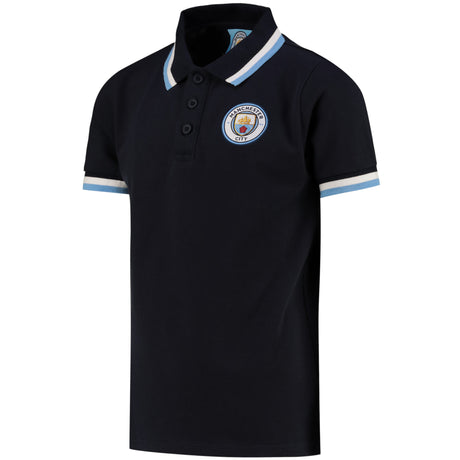 Manchester City Tipped Polo Shirt - Navy - Kids - Kit Captain