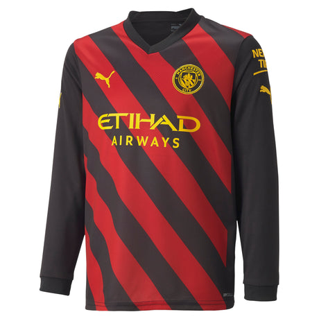 Manchester City Away Shirt 2022-23 - Long Sleeve - Kids - Kit Captain