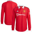 Manchester United Home Authentic Shirt 2022-23 - Long Sleeve - Kit Captain