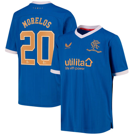 Glasgow Rangers Home Shirt 2021-22 - Kids with Morelos 20 printing - Kit Captain