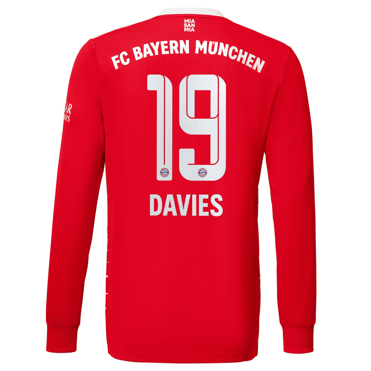 FC Bayern Home Shirt 2022-23 - Kids - Long Sleeve with Davies 19 printing - Kit Captain