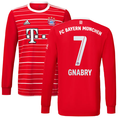 FC Bayern Home Shirt 2022-23 - Kids - Long Sleeve with Gnabry 7 printing - Kit Captain