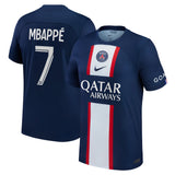 Paris Saint-Germain Home Stadium Shirt 2022-23 with Mbappé 7 printing - Kit Captain