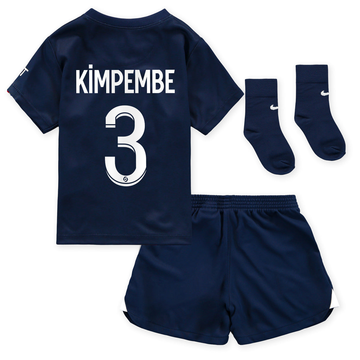 Paris Saint-Germain Home Stadium Kit 2022-23 - Infants with Kimpembe 3 printing - Kit Captain