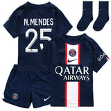 Paris Saint-Germain Home Stadium Kit 2022-23 - Infants with N.Mendes 25 printing - Kit Captain