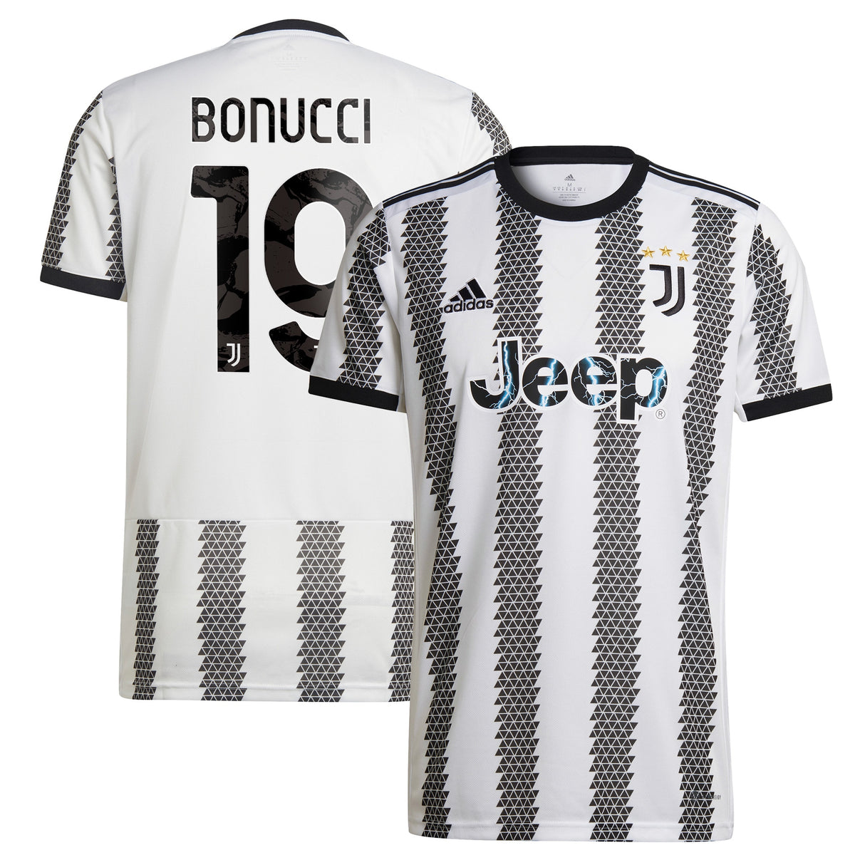 Juventus Home Shirt 2022-23 - Kids with Bonucci 19 printing - Kit Captain