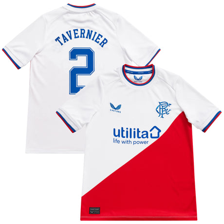 Glasgow Rangers Away Shirt 2022-23 - Kids with Tavernier 2 printing - Kit Captain