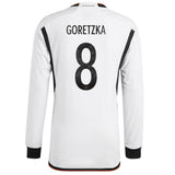 Germany Home Authentic Shirt - Long Sleeve with Goretzka 8 printing - Kit Captain