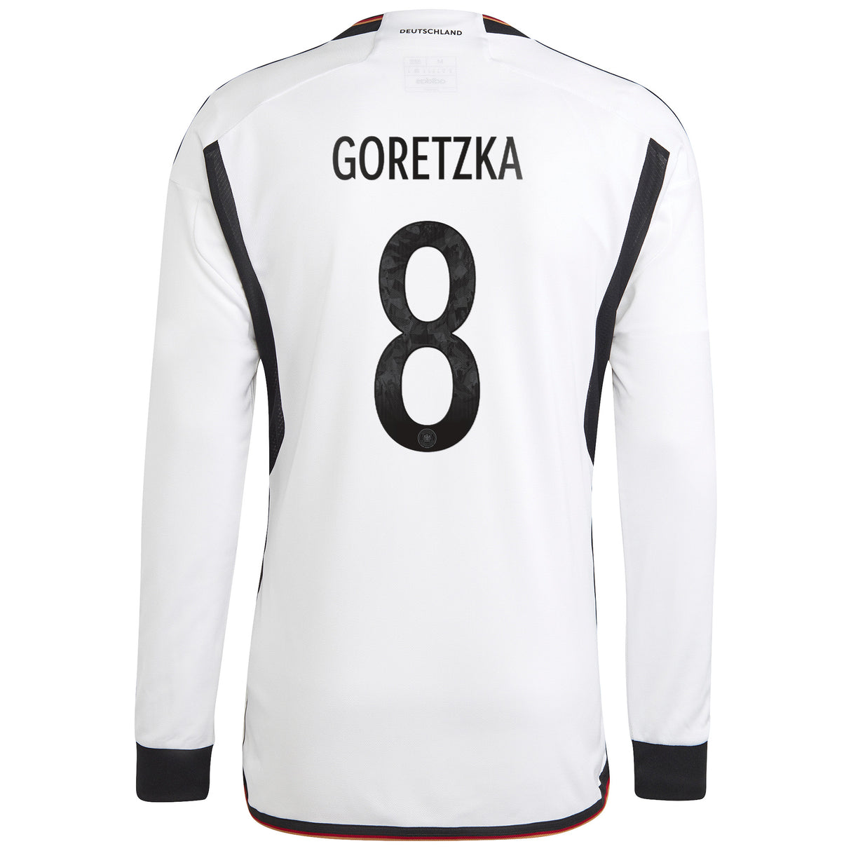 Germany Home Shirt - Long Sleeve with Goretzka 8 printing - Kit Captain