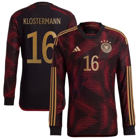 Germany Away Authentic Shirt - Long Sleeve with Klostermann 16 printing - Kit Captain