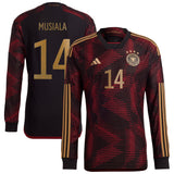 Germany Away Authentic Shirt - Long Sleeve with Musiala 14 printing - Kit Captain