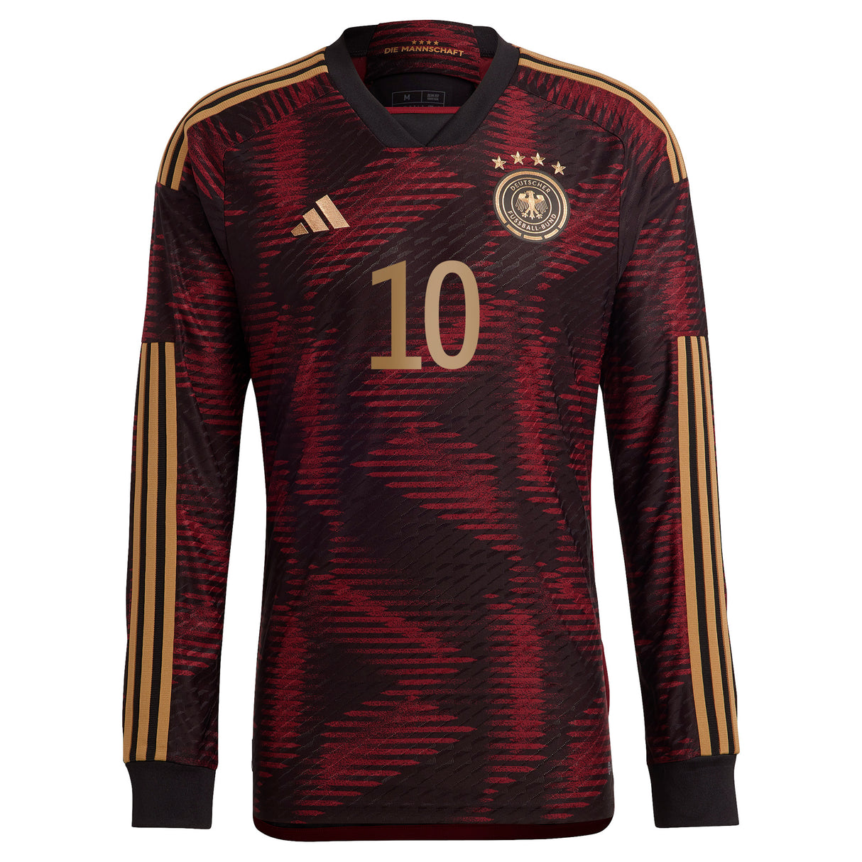 Germany Away Authentic Shirt - Long Sleeve with Gnabry 10 printing - Kit Captain