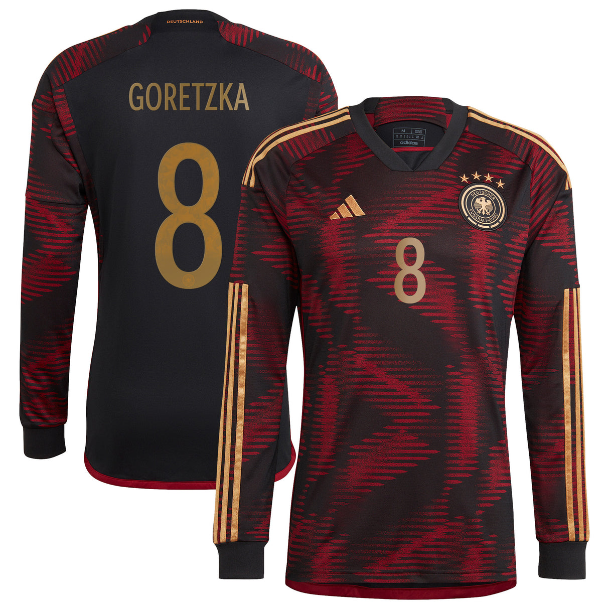 Germany Away Shirt - Long Sleeve with Goretzka 8 printing - Kit Captain