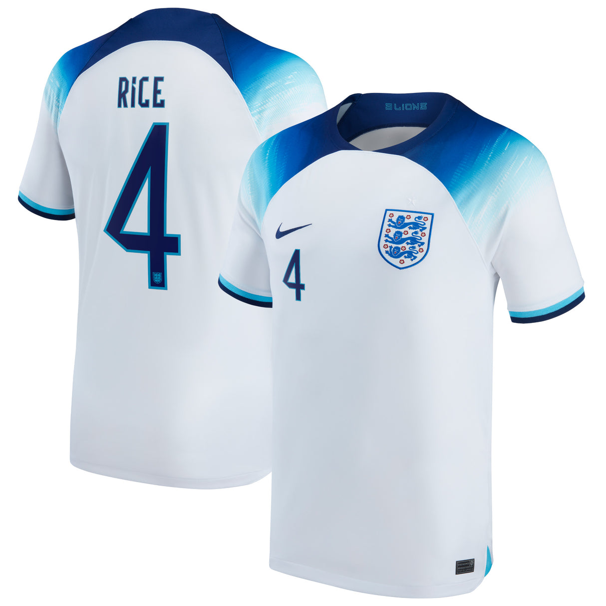 England Home Stadium Shirt 2022 with Rice 4 printing - Kit Captain