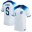 England Home Stadium Shirt 2022 with Stones 5 printing - Kit Captain