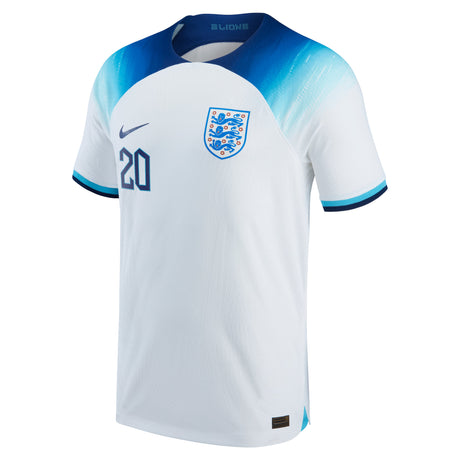 England Home Match Shirt 2022 with Foden 20 printing - Kit Captain