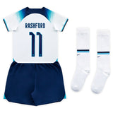 England Home Stadium Kit 2022 - Little Kids with Rashford 11 printing - Kit Captain