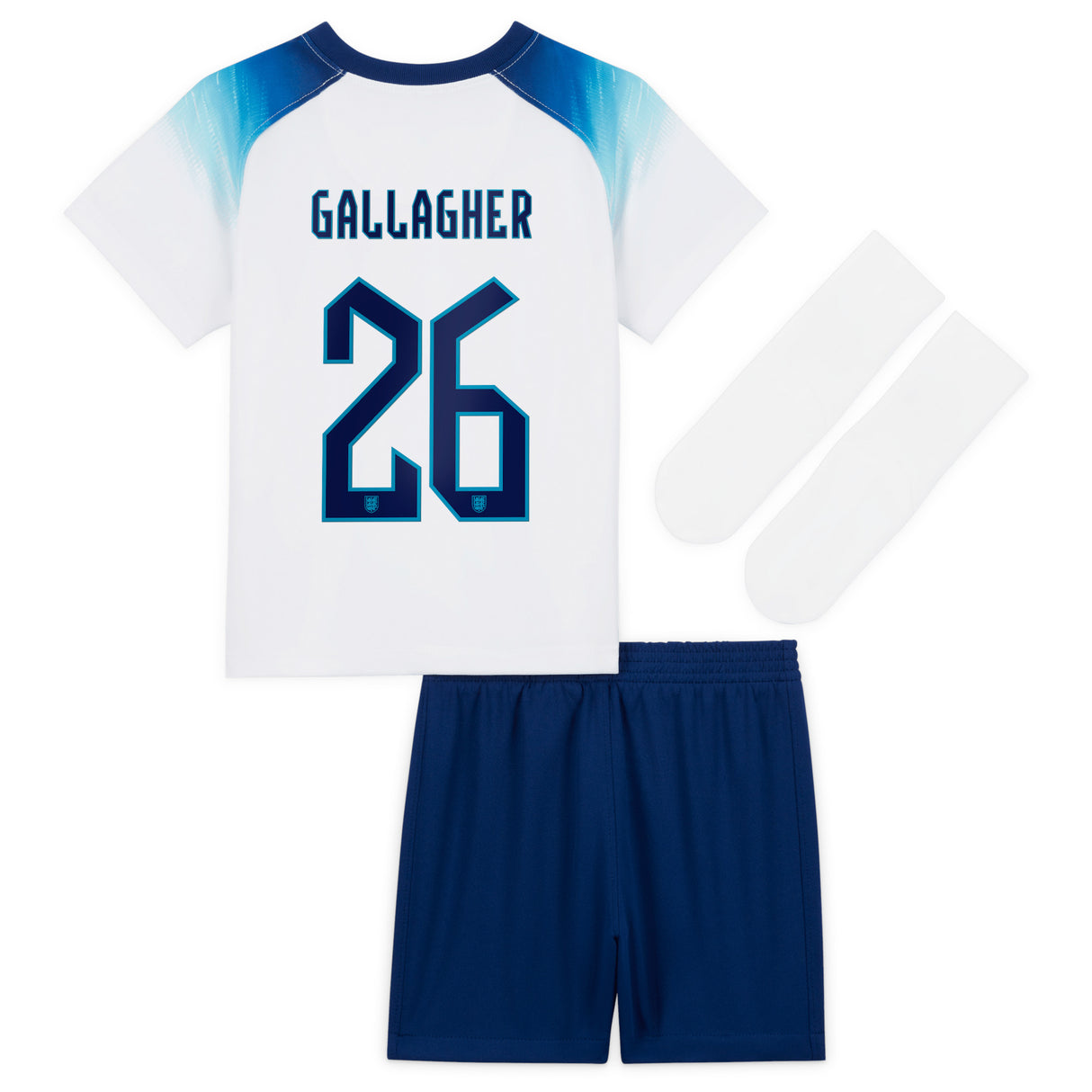 England Home Stadium Kit 2022 - Infants with Gallagher 26 printing - Kit Captain