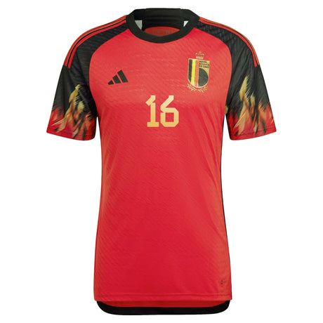 Belgium Home Authentic Shirt 2022 with T.Hazard 16 printing - Kit Captain