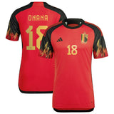 Belgium Home Authentic Shirt 2022 with Onana 18 printing - Kit Captain