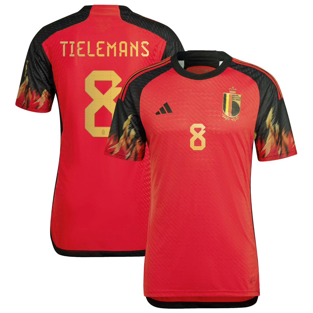 Belgium Home Authentic Shirt 2022 with Tielemans 8 printing - Kit Captain