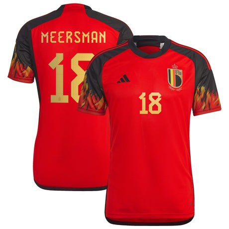 Belgium Home Shirt 2022 with Meersman 18 printing - Kit Captain