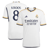 Real Madrid adidas Home Authentic Shirt 2023-24 with Kroos 8 printing - Kit Captain