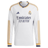 Real Madrid adidas Home Authentic Shirt 2023-24 - Long Sleeve with Camavinga 12 printing - Kit Captain