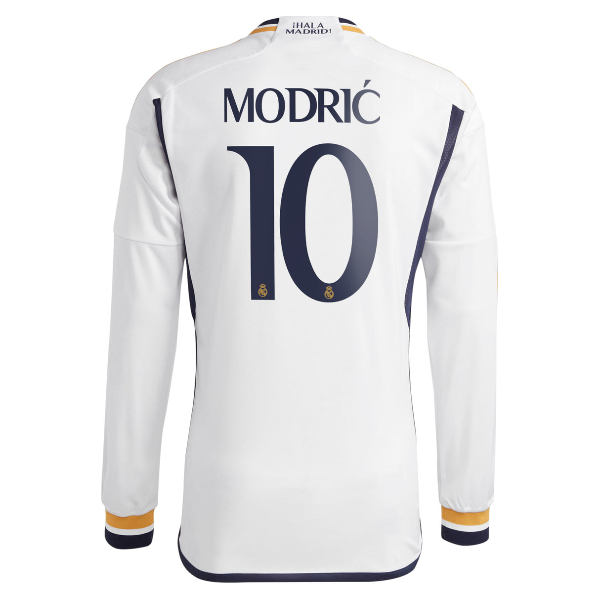 Real Madrid adidas Home Shirt 2023-24 - Long Sleeve with Modric 10 printing - Kit Captain