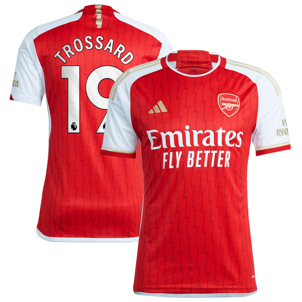 Arsenal adidas Home Shirt 2023-24 with Trossard 19 printing - Kit Captain