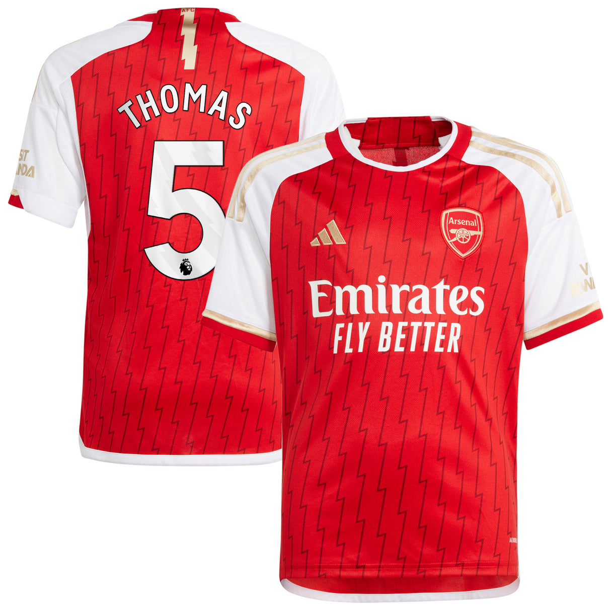 Arsenal adidas Home Shirt 2023-24 - Kids with Thomas 5 printing - Kit Captain