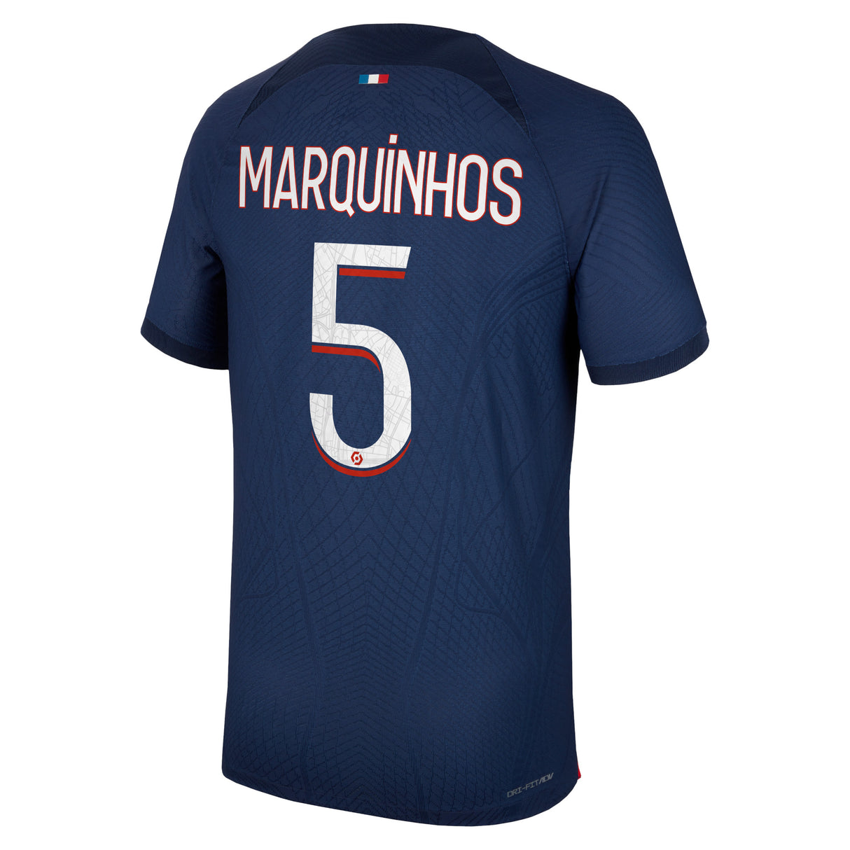 Paris Saint-Germain Nike Home Dri Fit Adv Match Shirt 2023-24 with Marquinhos 5 printing - Kit Captain