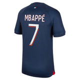 Paris Saint-Germain Nike Home Stadium Shirt 2023-24 with Mbappé 7 printing - Kit Captain