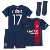 Paris Saint-Germain Nike Home Stadium Kit 2023-24 - Infant with Vitinha 17 printing - Kit Captain