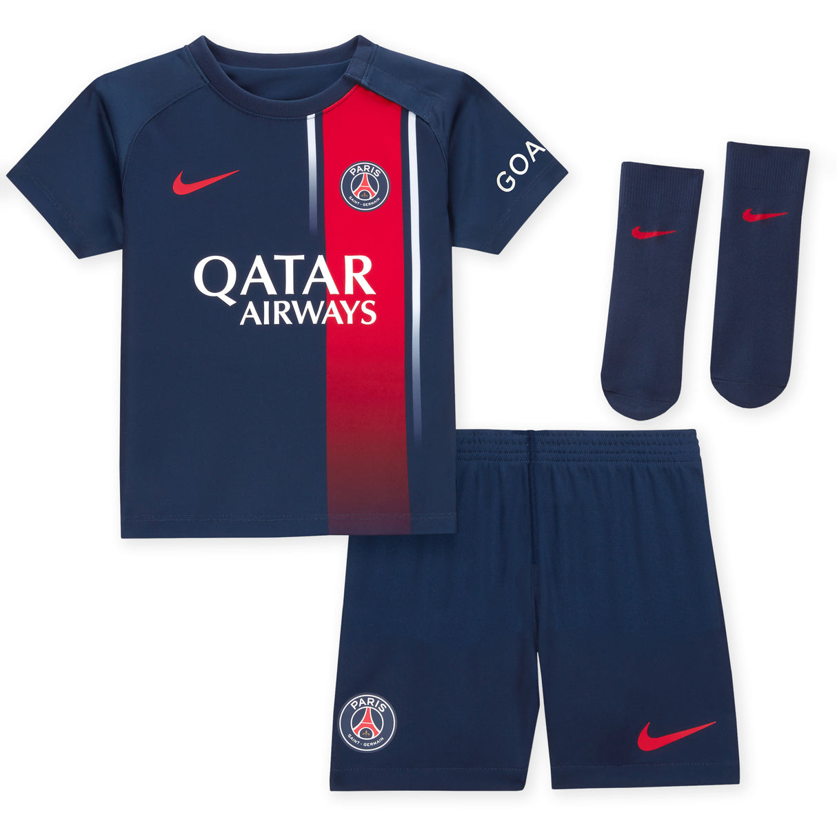 Paris Saint-Germain Nike Home Stadium Kit 2023-24 - Infant with Marquinhos 5 printing - Kit Captain