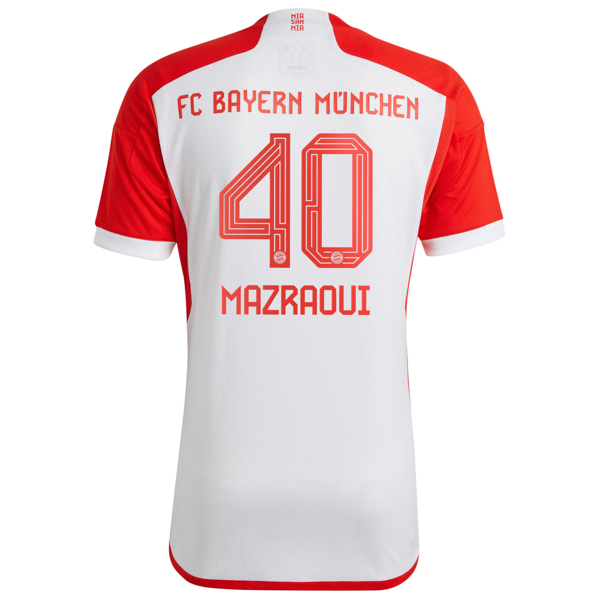 FC Bayern adidas Home Shirt 2023-24 with Mazraoui 40 printing - Kit Captain