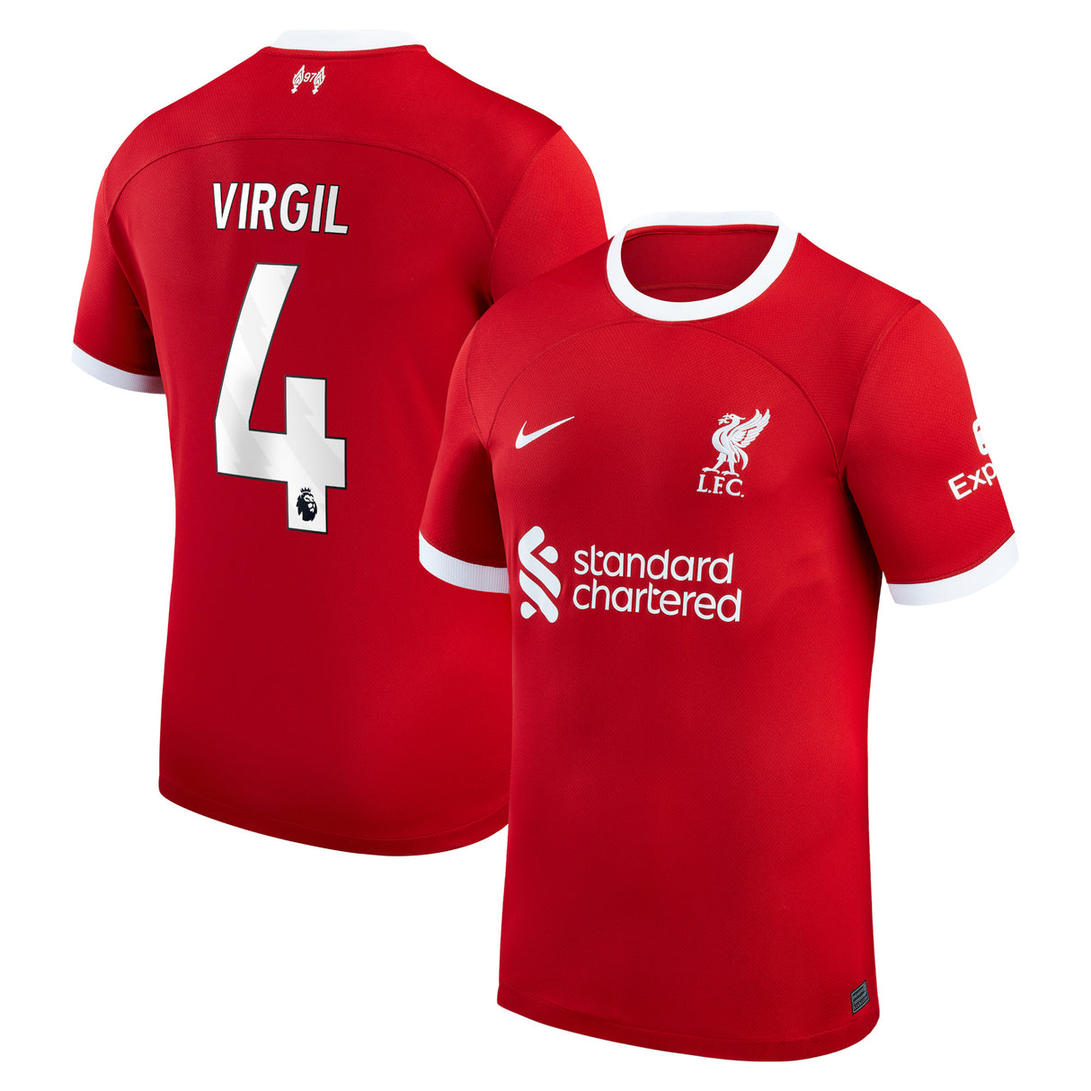 Liverpool Nike Home Stadium Shirt - 2023-24 with Virgil 4 printing - Kit Captain