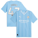 Manchester City Puma Home Authentic Shirt 2023-24 with Foden 47 printing - Kit Captain