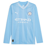 Manchester City Puma Home Shirt 2023-24 - Long Sleeve with Stones 5 printing - Kit Captain