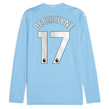 Manchester City Puma Home Shirt 2023-24 - Long Sleeve with De Bruyne 17 printing - Kit Captain