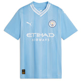 Manchester City Puma Home Shirt 2023-24 - Kids with J.Alvarez 19 printing - Kit Captain