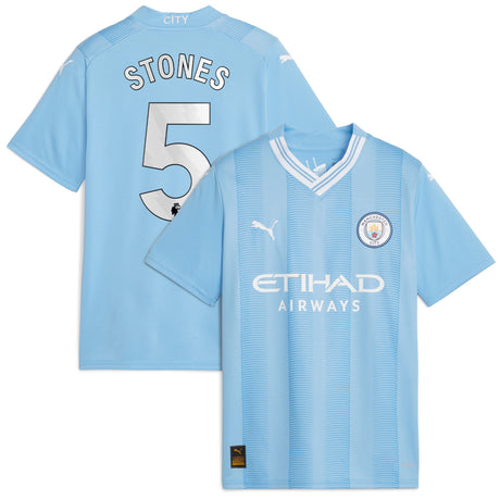 Manchester City Puma Home Shirt 2023-24 - Kids with Stones 5 printing - Kit Captain