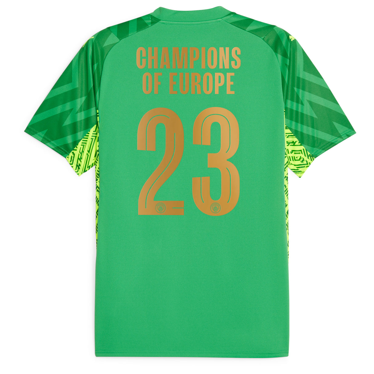 Manchester City Puma Goalkeeper Shirt 2023-24 with Champions of Europe 23 printing - Kit Captain