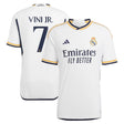 Real Madrid adidas Home Authentic Shirt 2023-24 with Vini Jr. 7 printing - Kit Captain