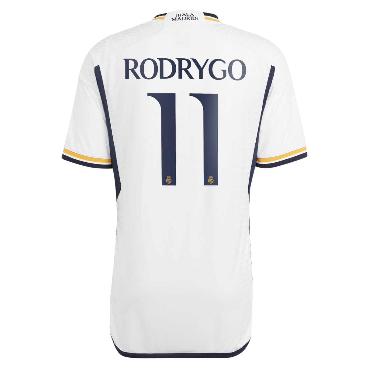 Real Madrid adidas Home Authentic Shirt 2023-24 with Rodrygo 11 printing - Kit Captain