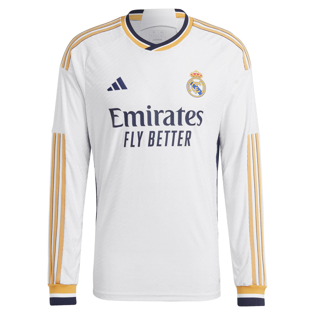 Real Madrid adidas Home Authentic Shirt 2023-24 - Long Sleeve with Vini Jr. 7 printing - Kit Captain