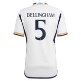 Real Madrid adidas Home Shirt 2023-24 with Bellingham 5 printing - Kit Captain