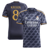 Real Madrid adidas Away Shirt 2023-24 with Kroos 8 printing